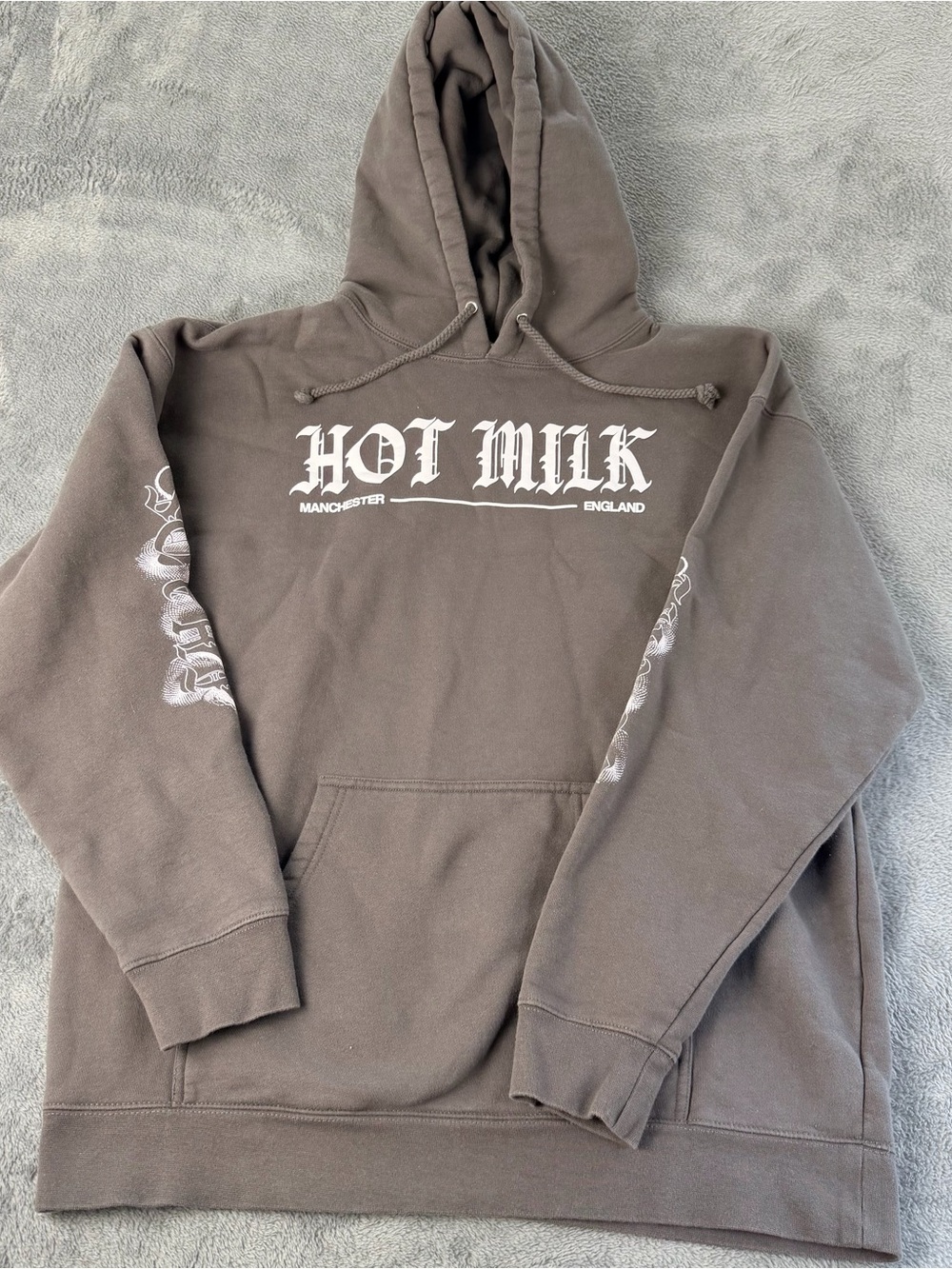Hot Milk Band Chaos Club Hoodie XL Charcoal Snake Sleeve Graphic Emo Pop Punk